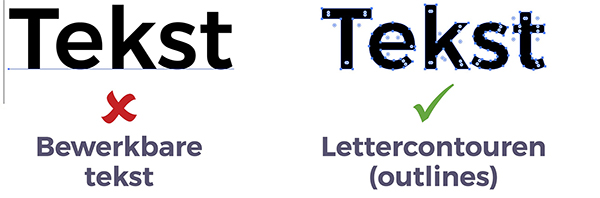 Teksten omzetten in lettercontouren (outlines)